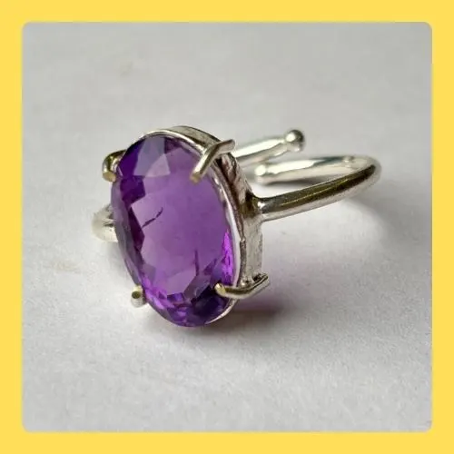 Raw Amethyst Ring Free Size