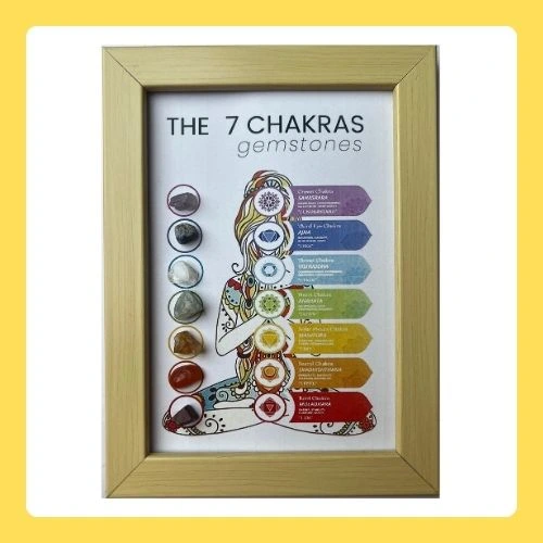 7 Chakra Wooden Frame With Crystals