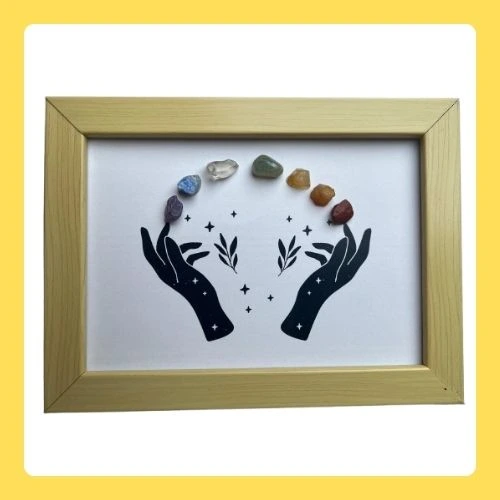 Hands Wooden Frame with Crystals
