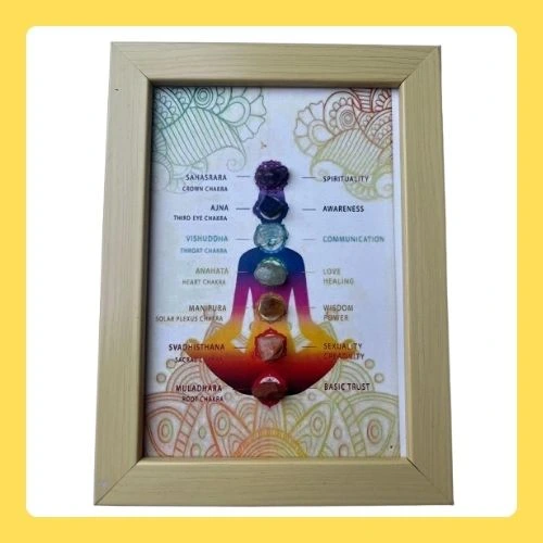 7 Chakra Meditation Wooden Frame With Crystals