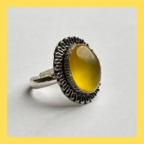 Yellow Agate Ring Free Size