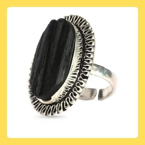 Black Tourmaline Ring Free Size